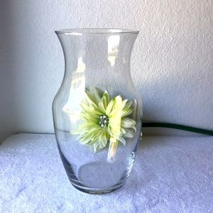 Clear Glass Vase 9.25" Tall, 4.125" Wide Opening